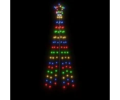 Kalėdų eglutė su kuoliuku, įvairių spalvų, 108LED, 180cm