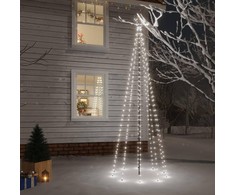 Kalėdų eglutė su kuoliuku, šaltos baltos spalvos, 310LED, 300cm