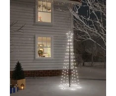 Kalėdų eglutė su kuoliuku, šaltos baltos spalvos, 108LED, 180cm