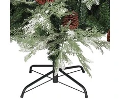 Kalėdų eglutė su kankorėžiais, žalia/balta, 195cm, PVC ir PE