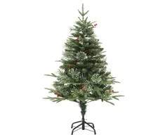 Kalėdų eglutė su pušies kankorėžiais, žalia, 120cm, PVC su PE
