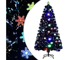 Kalėdų eglutė su LED snaigėmis, juoda, 120cm, optinis pluoštas