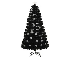 Kalėdų eglutė su LED snaigėmis, juoda, 120cm, optinis pluoštas