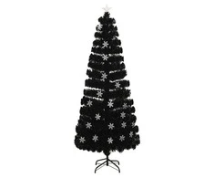 Kalėdų eglutė su LED snaigėmis, juoda, 240cm, optinis pluoštas