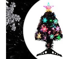 Kalėdų eglutė su LED snaigėmis, juoda, 64cm, optinis pluoštas