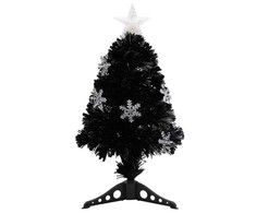 Kalėdų eglutė su LED snaigėmis, juoda, 64cm, optinis pluoštas
