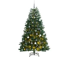 Kalėdų eglutė su šarnyrinėmis šakomis/LED/žaisliukais, 240cm