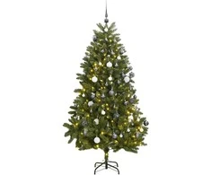 Kalėdų eglutė su šarnyrinėmis šakomis/LED/žaisliukais, 270cm