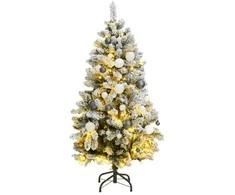 Kalėdų eglutė su šarnyrinėmis šakomis/LED/žaisliukais, 120cm