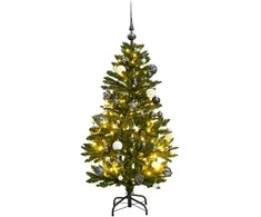 Kalėdų eglutė su šarnyrinėmis šakomis/LED/žaisliukais, 120cm