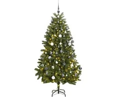 Kalėdų eglutė su šarnyrinėmis šakomis/LED/žaisliukais, 300cm