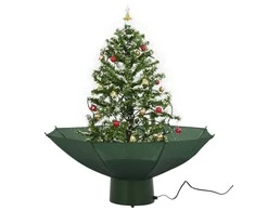 Kalėdų eglutė su sniegu ir skėčio formos pagrindu, žalia, 75cm