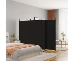 Kambario pertvara, 3 dalių, juodos spalvos, 525x180cm, audinys