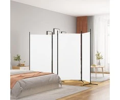 Kambario pertvara, 4 dalių, baltos spalvos, 346x180cm, audinys