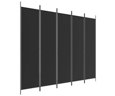 Kambario pertvara, 5 dalių, juodos spalvos, 250x200cm, audinys