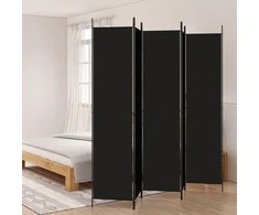 Kambario pertvara, 5 dalių, juodos spalvos, 250x220cm, audinys