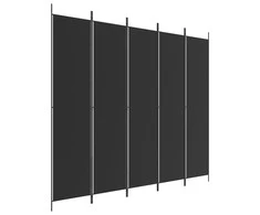 Kambario pertvara, 5 dalių, juodos spalvos, 250x220cm, audinys