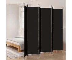 Kambario pertvara, 6 dalių, juodos spalvos, 300x220cm, audinys