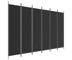 Kambario pertvara, 6 dalių, juodos spalvos, 300x200cm, audinys