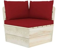 Kampinė sodo sofa iš palečių su pagalvėlėmis, impregnuota eglė