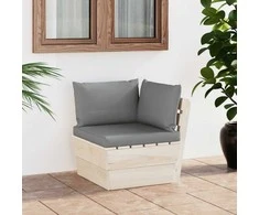 Kampinė sodo sofa iš palečių su pagalvėlėmis, impregnuota eglė