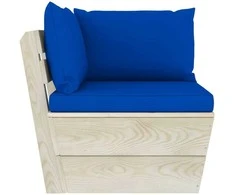 Kampinė sodo sofa iš palečių su pagalvėlėmis, impregnuota eglė
