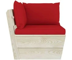Kampinė sodo sofa iš palečių su pagalvėlėmis, impregnuota eglė