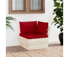 Kampinė sodo sofa iš palečių su pagalvėlėmis, impregnuota eglė