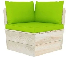 Kampinė sodo sofa iš palečių su pagalvėlėmis, impregnuota eglė