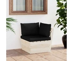 Kampinė sodo sofa iš palečių su pagalvėlėmis, impregnuota eglė