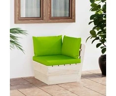 Kampinė sodo sofa iš palečių su pagalvėlėmis, impregnuota eglė