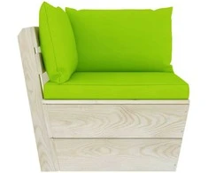 Kampinė sodo sofa iš palečių su pagalvėlėmis, impregnuota eglė