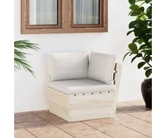 Kampinė sodo sofa iš palečių su pagalvėlėmis, impregnuota eglė