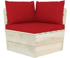 Kampinė sodo sofa iš palečių su pagalvėlėmis, impregnuota eglė