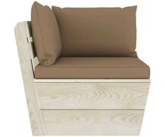 Kampinė sodo sofa iš palečių su pagalvėlėmis, impregnuota eglė