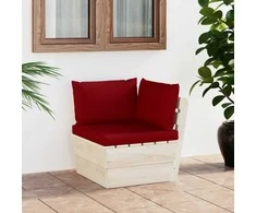 Kampinė sodo sofa iš palečių su pagalvėlėmis, impregnuota eglė