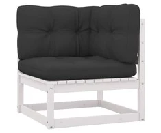 Kampinė sodo sofa su antracito pagalvėlėmis, pušies masyvas
