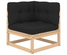 Kampinė sodo sofa su antracito pagalvėlėmis, pušies masyvas