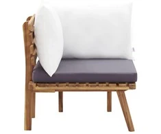 Kampinė sodo sofa su pagalvėlėmis, akacijos medienos masyvas