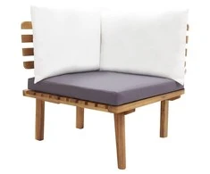 Kampinė sodo sofa su pagalvėlėmis, akacijos medienos masyvas