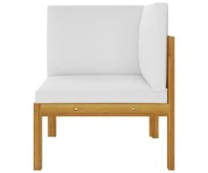 Kampinė sodo sofa su pagalvėlėmis, akacijos medienos masyvas