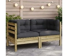 Sofa Kampinė sodo sofos dalis su pagalvėlėmis, impregnuota pušis