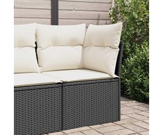 Kampinė sodo sofos dalis su pagalvėlėmis, juoda, poliratanas
