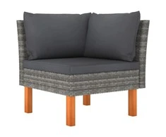Kampinė sofa, poliratanas ir eukalipto medienos masyvas