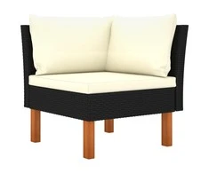 Kampinė sofa, poliratanas ir eukalipto medienos masyvas