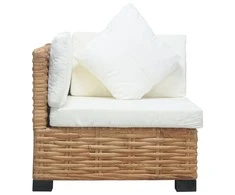 Kampinė sofa su pagalvėlėmis, natūralus ratanas