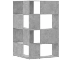 Kampinė spinta, 4 aukštų, pilkos betono, 85x85x140cm, mediena