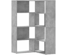 Kampinė spinta, 4 aukštų, pilkos betono, 85x85x140cm, mediena