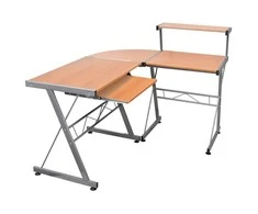 Kampinis kompiuterio stalas, rudas, 132x112x99cm, mediena
