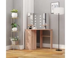 Kampinis kosmetinis staliukas su LED, ąžuolo, 111x54x141,5cm